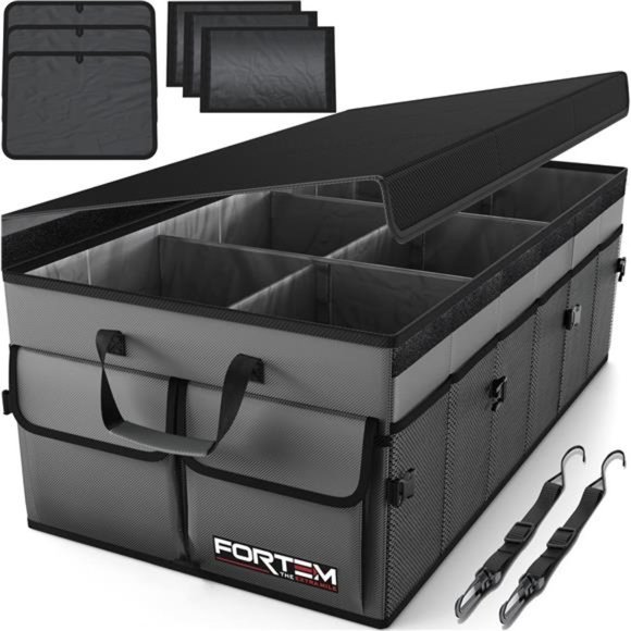 Car Trunk Organizer Storage Collapsible Multi Compartment (Grey X-Large)